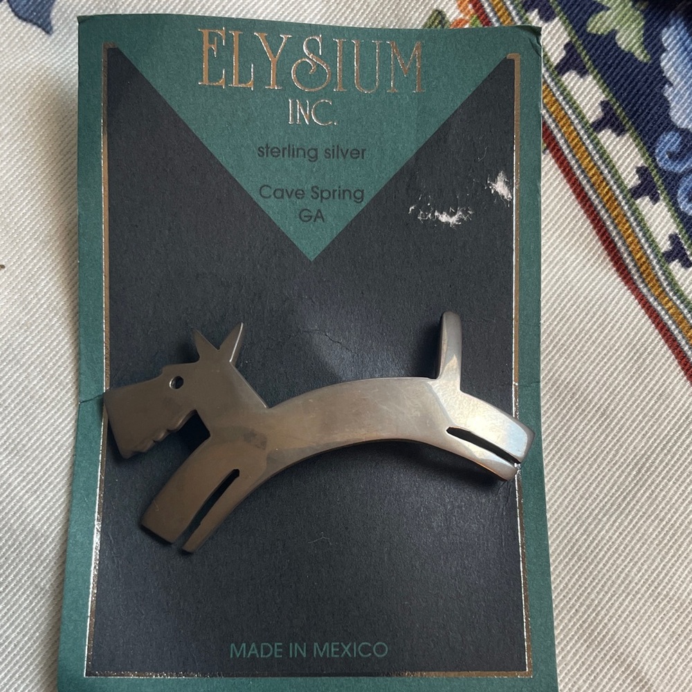 Vintage Modernist Sterling Silver Scottie Dog Brooch